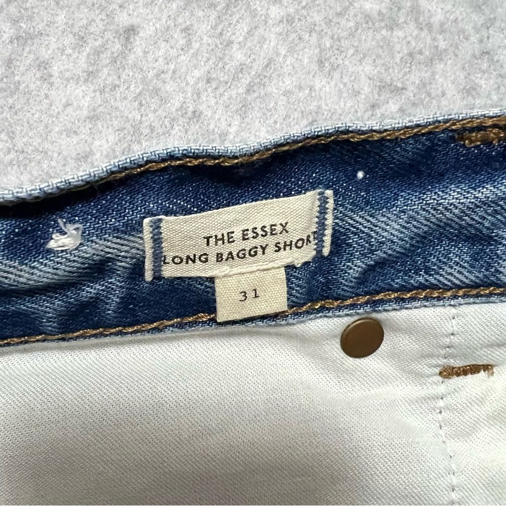 Madewell Essex Long Baggy Jean Shorts Size 31 Distressed Raw Hem Relaxed Fit - Picture 8 of 11